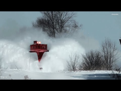 awesome snow plow train HD Video