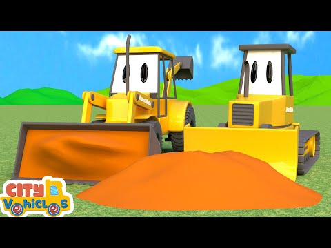 Construction Vehicles build house for homeless Cats-Tractor, dump truck & excavator for Kids.