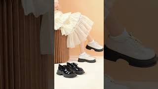 Giày Oxford MWC - 9615 Giày Oxford Da Bóng Đế Bánh Mì Phối Dây Cách Điệu Kiểu Dáng Thời Trang