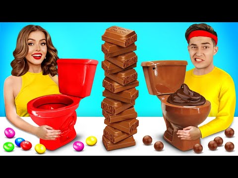Real Food vs Chocolate Food Challenge | What is Better? Cake or Fake Sweets by RATATA CHALLENGE