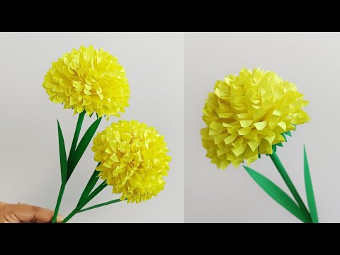 Paper Flowers | Marigold Flower Making with Paper | How to Make Paper Flowers | Easy Paper Flower