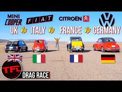 VW vs. Mini vs. Fiat vs. Citroen: Drag Race, Bremstest und Höchstgeschwindigkeitslauf!