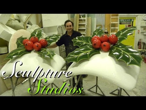 Holly Decorated Phone Boxes by Sculpture Studios