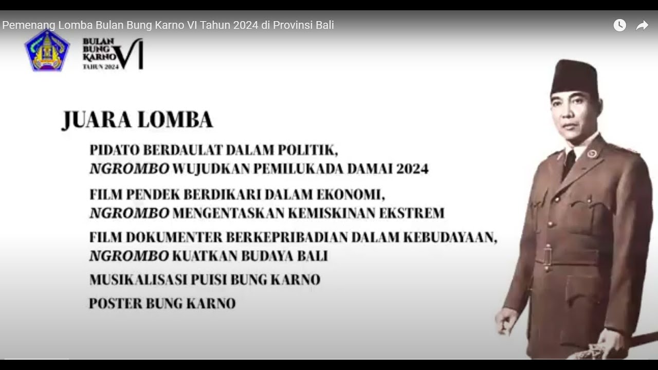 Rekap Pemenang Lomba-Lomba Bulan Bung Karno VI Tahun 2024 di Provinsi Bali