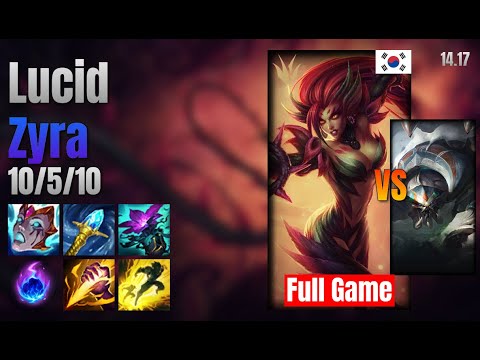 Lucid Jungle Zyra vs Skarner lol KR solo rank Full Game 14.17