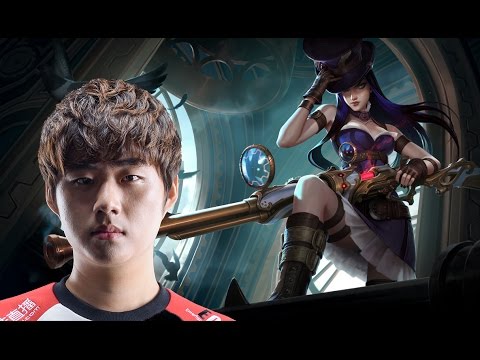 SKT Bang as Caitlyn/Nami vs Kog'maw/Soraka bot S7