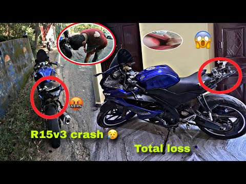 R15 v3 crashed badly 😱bike total loss 😰💔 #crashed   #r15v3 #foryou 