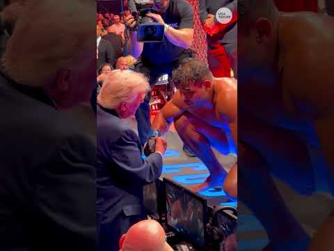 Trump attends UFC 327 event, shakes hands with Paulo Costa after victory