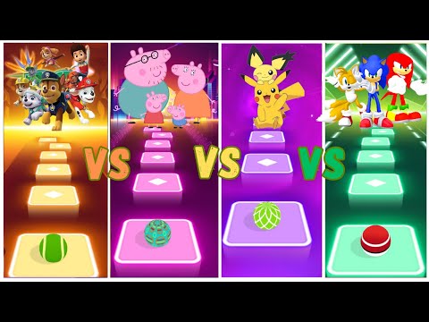 Paw Patrol Team vs  Peppa Pig Team vs Pikachu Team vs Sonic Team | Tiles Hop EDM Rush