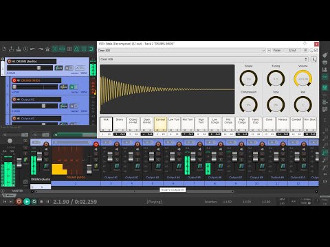 (OLD VIDEO) 1-click loading a complete 16-pad drum machine (Sitala) in REAPER with 16 stereo outputs