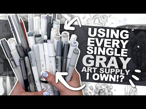 HOW GRAY IS TOO GRAY?! | Art Using Every GRAY PEN, PENCIL, MARKER, WATERCOLOR, ETC I Own