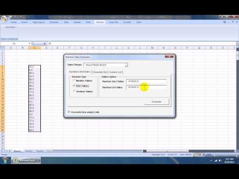 Excel Random Data (Numbers, Dates, Characters and Custom Lists) Generator Software