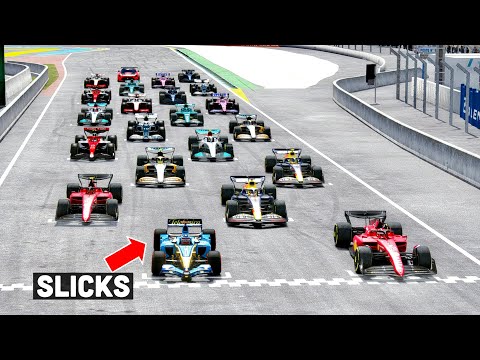 Renault F1 2005 SLICK TYRES destroys All F1 2022 Cars in Le Mans 24h Circuit