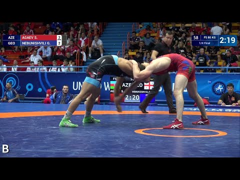 1/4 FS - 80 kg: S. AGAEV (AZE) v. G. NEBUNISHVILI (GEO)