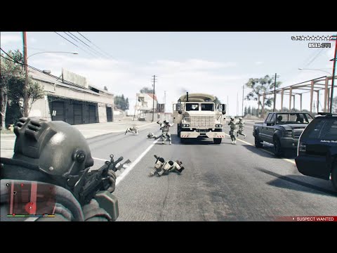 GTA 5 - Paleto Bay Juggernaut Suit Minigun Rampage + Six Star Escape