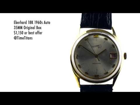 Eberhard 1960s Automatic 35MM 18K Yellow Gold Original Box Silver Dial Cal. 266-123