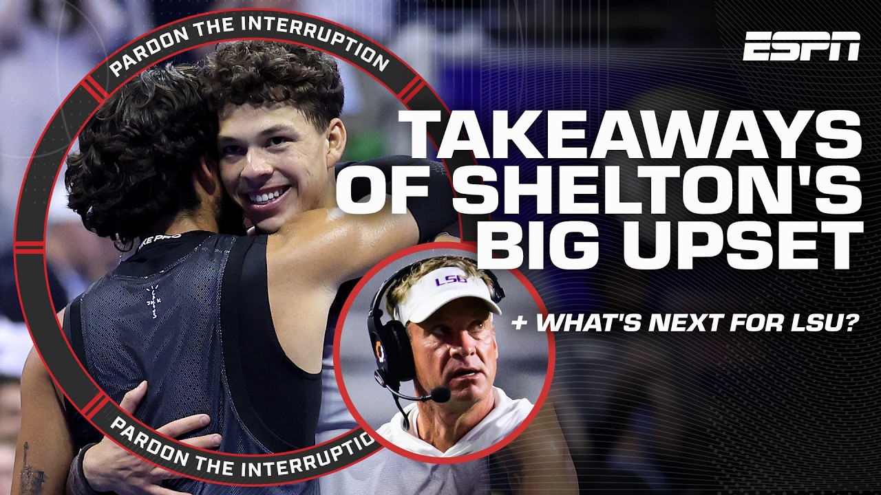 PTI reacts to Shelton upsetting Alcaraz 🎾 + LSU & Lane Kiffin 'CAVING' to SEC expulsion threats