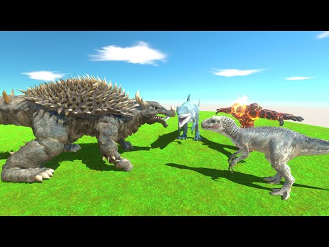 1 vs 3: ANGUIRUS VS INDOMINUS REX + KINGSHARK + LAVABOY - Animal Revolt Battle Simulator