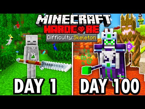 I Survived 100 Days as a SKELETON in Hardcore Minecraft... Here’s What Happened