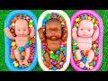 Satisfying Video L Mixing Skittles Candy In 3 BathTubs With Magic M M S Rainbow Slime Cutting ASMR