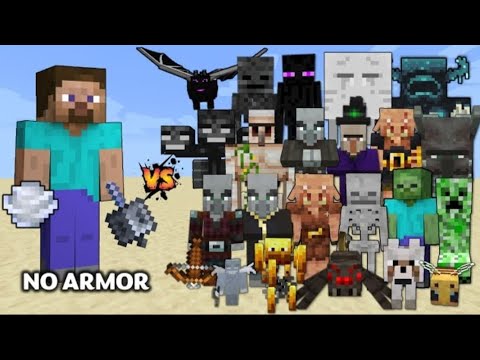 🔥ALL MOBS vs MACE🤯 Fighting All Mobs with only Mace & Wind charges - Steve with Mace vs All Mobs 🎮 |