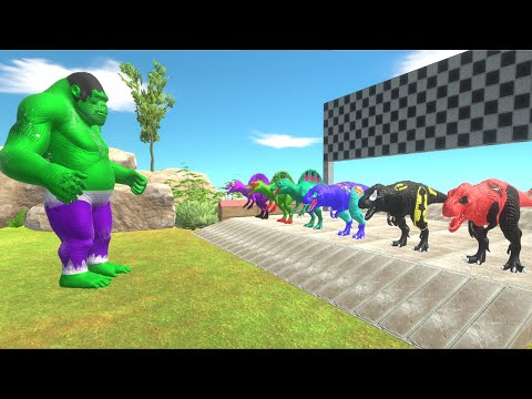 DC SUPERHEROES SPEED RACE CHAMPIONSHIP DINOSAURS DEATH RUN - Animal Revolt Battle Simulator