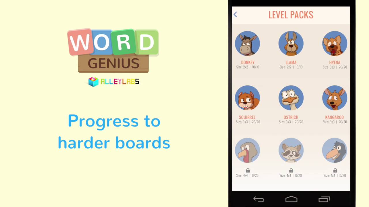 Word Genius - Mobile App Challenging Word Puzzler by Alley Labs