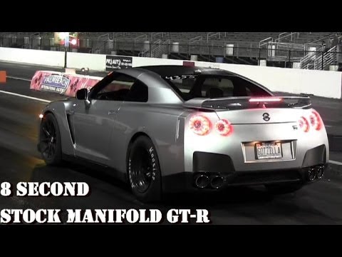 GT-R Record !! 1st 8 second stock manifold GT-R - 8.9 @ 159 mph - 1/4 mile Drag Video - Road Test ®