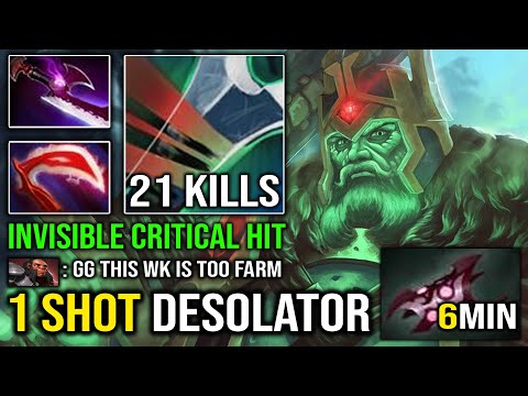 WTF 6Min Armlet Instant 1 Shot Desolator Wraith King Nonstop Godlike with Brutal Crit Hit Dota 2