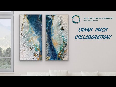 Collaboration w/ @SarahMackArt  Beautiful acrylic pearl pour DIPTYCH!