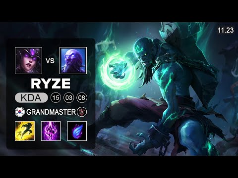 Ryze Mid vs Syndra - KR Grandmaster - PreSeason 12 Patch 11.23