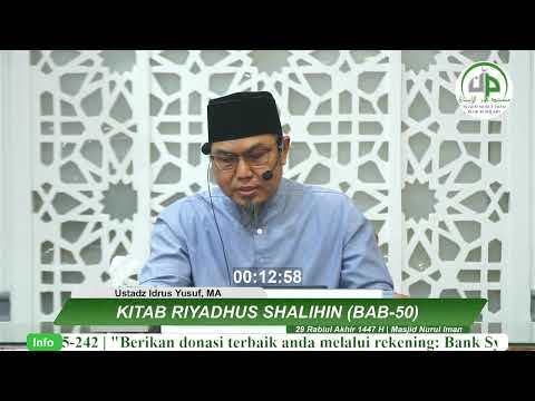 Riyadhus Shalihin,-Bab-50, Rasa Khauf (Takut) Kepada Allaah - Ustadz Idrus Yusuf, MA