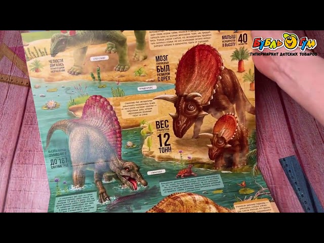 Книга плакат с окошками Динозавры 27окошек - видео