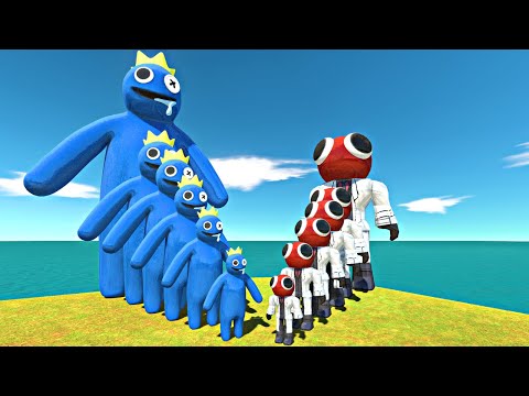 Growing Rainbow Friends Blue vs Growing Rainbow Friends Red - Animal Revolt Battle Simulator