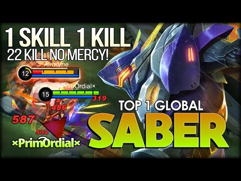 22 Kills Nightmare of Triple Sweep! ×Prim͜͡Ordial× Top 1 Global Saber - Mobile Legends: Bang Bang