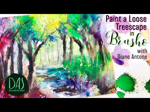 Explore Brusho - tips on using Brusho - Easy Fun Watercolor Landscape with Magical Trees