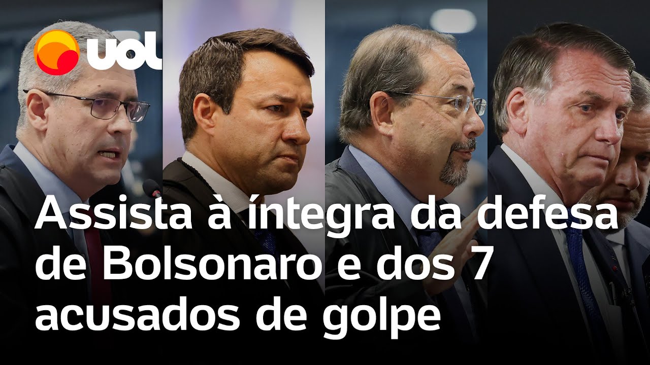 Julgamento de Bolsonaro: assista à íntegra da defesa do ex-presidente e dos 7 acusados de golpe