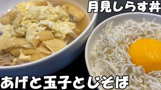 【料理・グルメ】子供のお昼ご飯に簡単　月見しらす丼　玉子とじそば