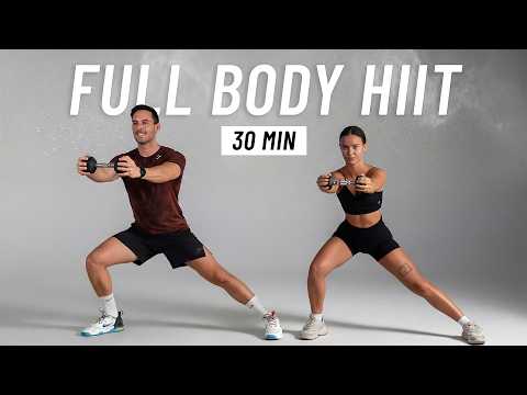 30 Min Full Body Dumbbell HIIT Workout - Strength Training & Fat Burn at Home (No Repeats)