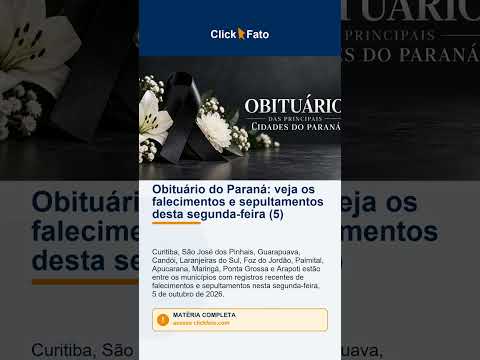 Obituário do Paraná: veja os falecimentos e sepultamentos desta segunda-feira (5)