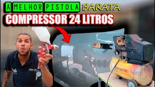 PISTOLA HVLP BARATA  PRA COMPRESSOR DE 24 LITROS - A MELHOR PRA PINTURA!