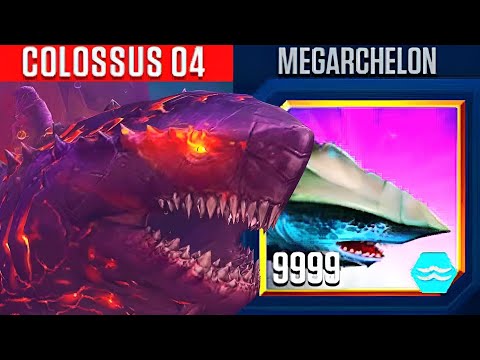 NEW UPGRADE MEGARCHELON LV9999 VS COLOSSUS 04 BOSS | JURASSIC WORLD THE GAME