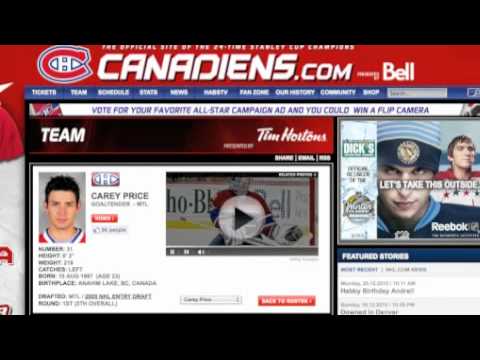 Carey Price the Montreal Canadiens Goalie