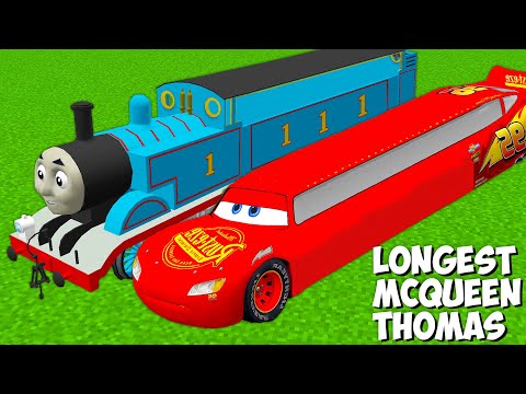 This is REAL LONGEST LIGHTNING MCQUEEN VS LONGEST THOMAS TANK Engine in Minecraft - Gameplay Video