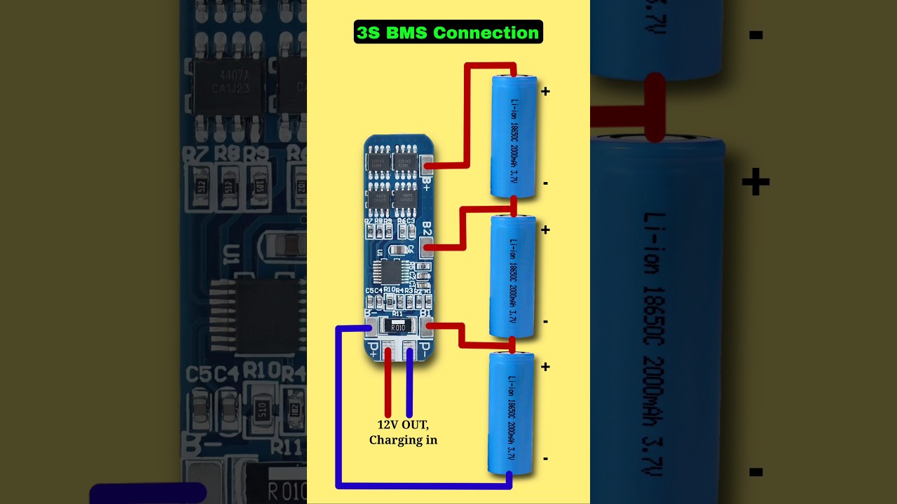 12V 3S BMS Connection | 12V battery pack | lithium battery pack
