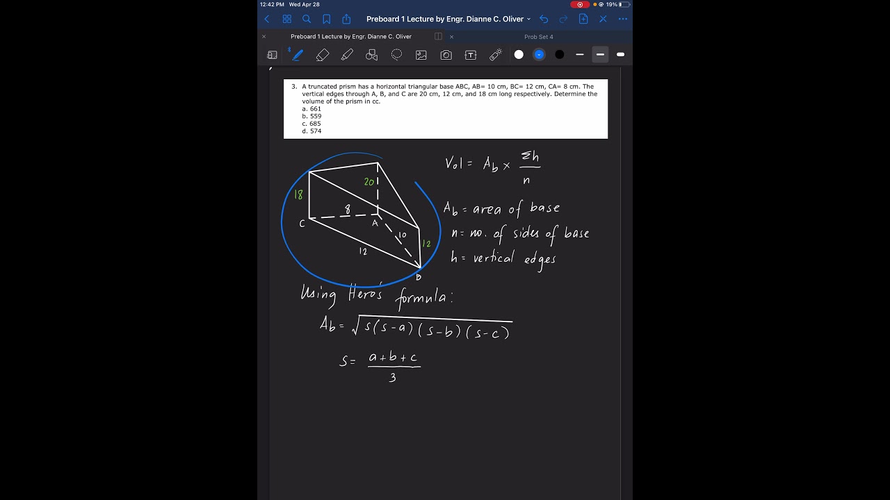 Preboard 1: Solved Problem Set in Solid Geometry