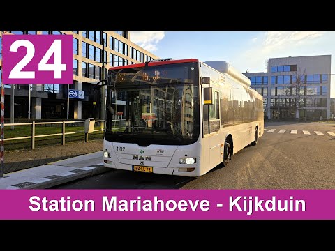 HTM lijn 24: Station Den Haag Mariahoeve - Den Haag Kijkduin | HTM 1102 | 2025