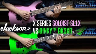 Video thumbnail for Jackson X Series SOLOIST SL1X VS DINKY™ DK3XR HSS Review (No Talking) by Music Force Official