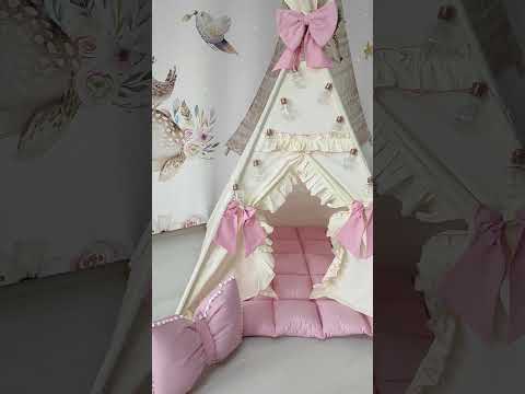 Вигвам для девочки молочный Жемчужинка с теплым матрасиком - фото 1 - id-p2619862250