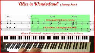 Alice In Wonderland - jazz piano (with trio) tutorial (High Definition)